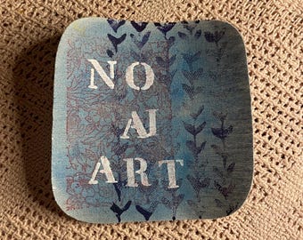 NO AI ART Parche termoadhesivo floral azul