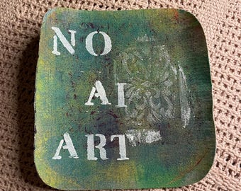 NO AI ART Parche termoadhesivo pintado de color verde