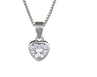 Colgante de corazón de plata de ley con circonita certificada natural AAA+, collar astrológico