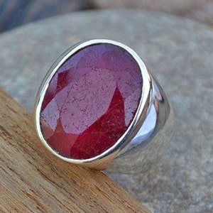 Bague rubis ovale faite main, certifiée naturelle AAA+, 6,00 carats, argent sterling