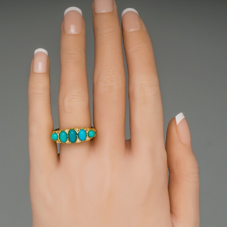 Astrological Ring .Natural Turquoise 7 Carat Ring 925 Sterling Silver Gold plated Handmade Ring For Men And Woman,Mother/'s day Gift