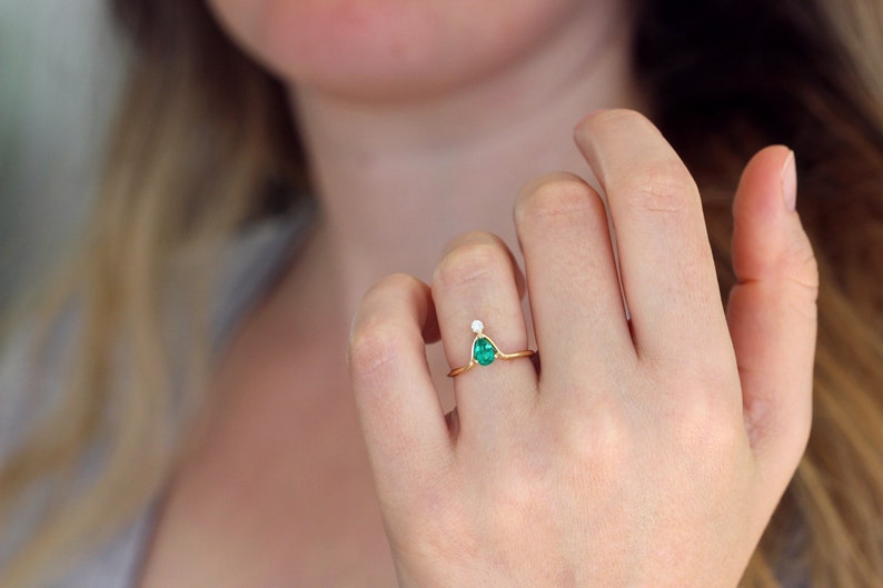 Handmade Gemstone Ring gold ring pear cut ring,.Mother/'s day Gift Natural Green Onyx Ring Cocktail Ring December Birthstone