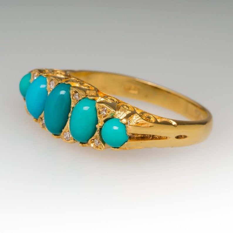 Astrological Ring .Natural Turquoise 7 Carat Ring 925 Sterling Silver Gold plated Handmade Ring For Men And Woman,Mother/'s day Gift