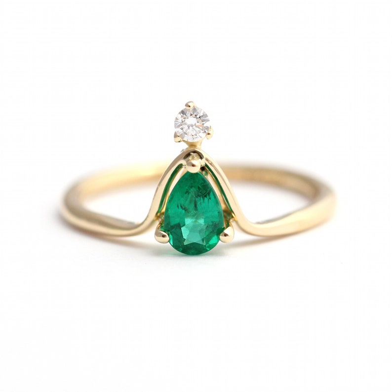 Handmade Gemstone Ring gold ring pear cut ring,.Mother/'s day Gift Natural Green Onyx Ring Cocktail Ring December Birthstone