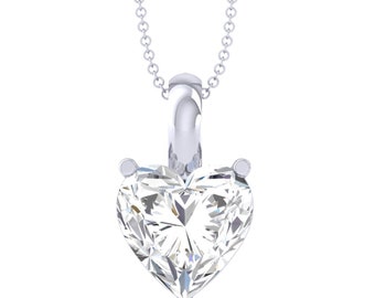 Colgante de corazón de plata de ley con circonita natural certificada AAA+, gema de 5,5 quilates