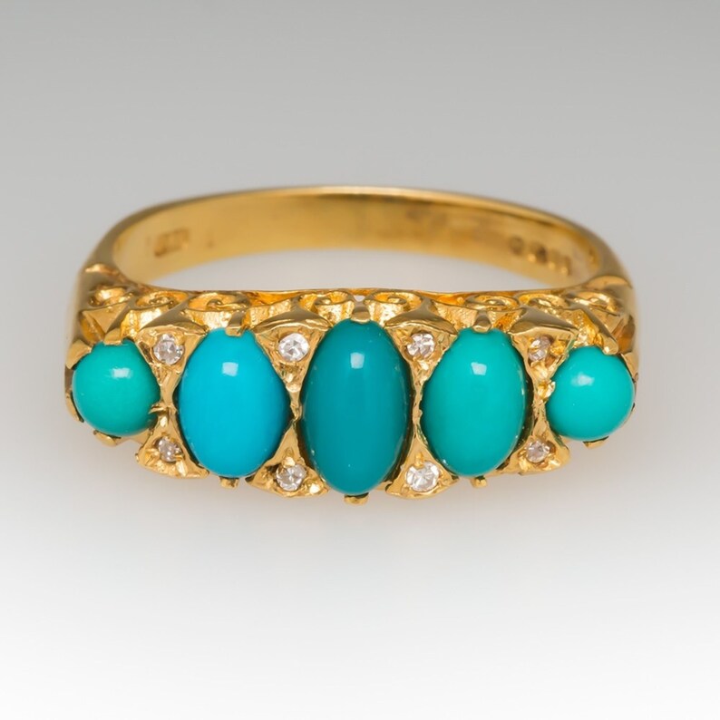 Astrological Ring .Natural Turquoise 7 Carat Ring 925 Sterling Silver Gold plated Handmade Ring For Men And Woman,Mother/'s day Gift