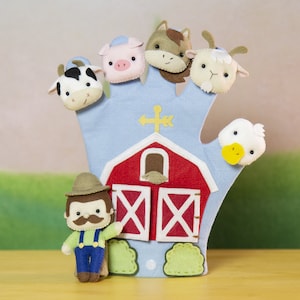 Finger Puppets Felt Glove (Farm Theme- Old Macdonald had a farm) - Felt Pattern