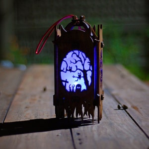 Halloween Decorations Lantern. Color changing battery powered LED. Outdoor Halloween decor for home, porch & patio. Owl spooky lamp