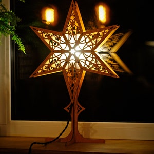 Wooden window star light, Scandinavian welcome star, Swedish Christmas decorations, star of Bethlehem, Koselig star lantern, Moravian star