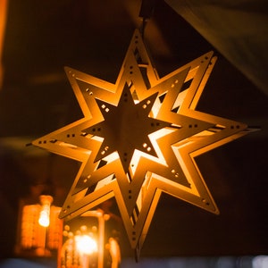 Star Lantern for windows or porch decoration. Christmas decor, indor or oudoor Christmas ornaments in Hygge or Koselig style. Bethlehem star