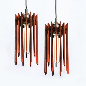 Wooden pendant light, modern lamp shade, contemporary lamp, modern ceiling light, MCM ceiling fixture, hanging lamp, mid century modern
