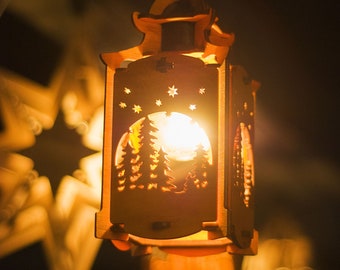 Bos lantaarn voor lichtslingers, veranda en patio decoraties, fairy lichten, hanglampen, outdoor kerst decor, 3d puzzel