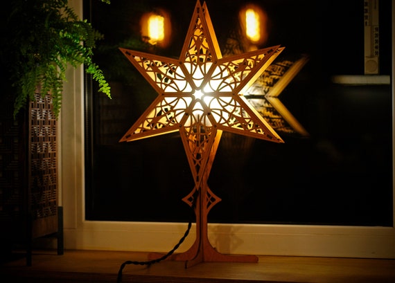 Hologram Gold Paper Star Lantern with 12 Foot Power Cord Included