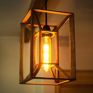 Wooden pendant light, Modern ceiling light, Hygge lamp shade, Koselig decor lamp, Tesseract ceiling fixture, Hanging lamp Scandinavian decor