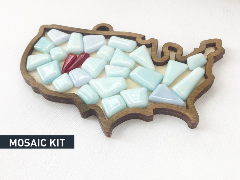 DIY Mosaic Art Kit for beginners. Map artwork USA. Craft kits Etsy