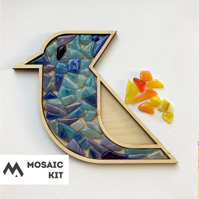 DIY Mosaic art kit for beginners. Craft kits for kids. Blue | Etsy
