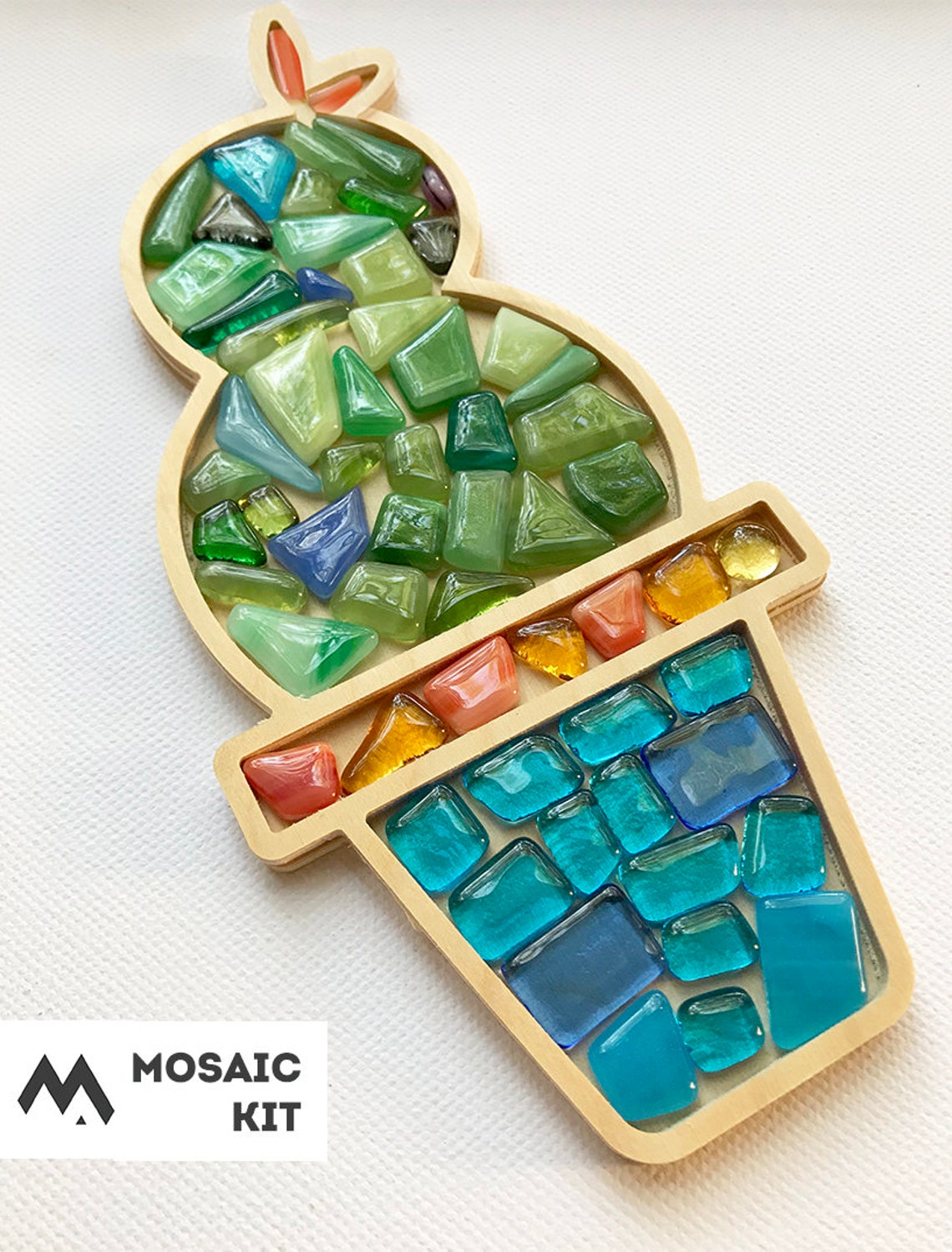 DIY Mosaic Art Kit for beginners. Craft kits for kids. Green Etsy