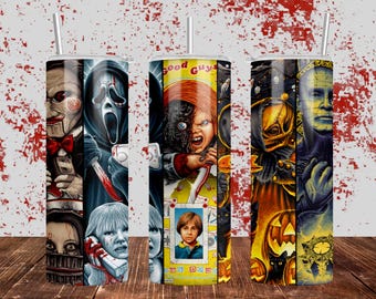 MULTI Halloween Horror Icons Tumbler Wraps - Digital Sublimation Files Bundle