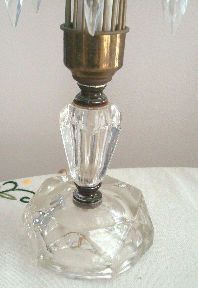 1940s Waterford Art Deco Table Lamp With Crystal Prisms a Etsy