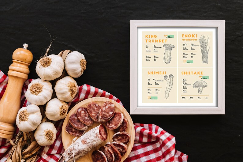 King Trumpet Enoki Shimeji Shiitake Mushrooms Nutrition Facts Etsy