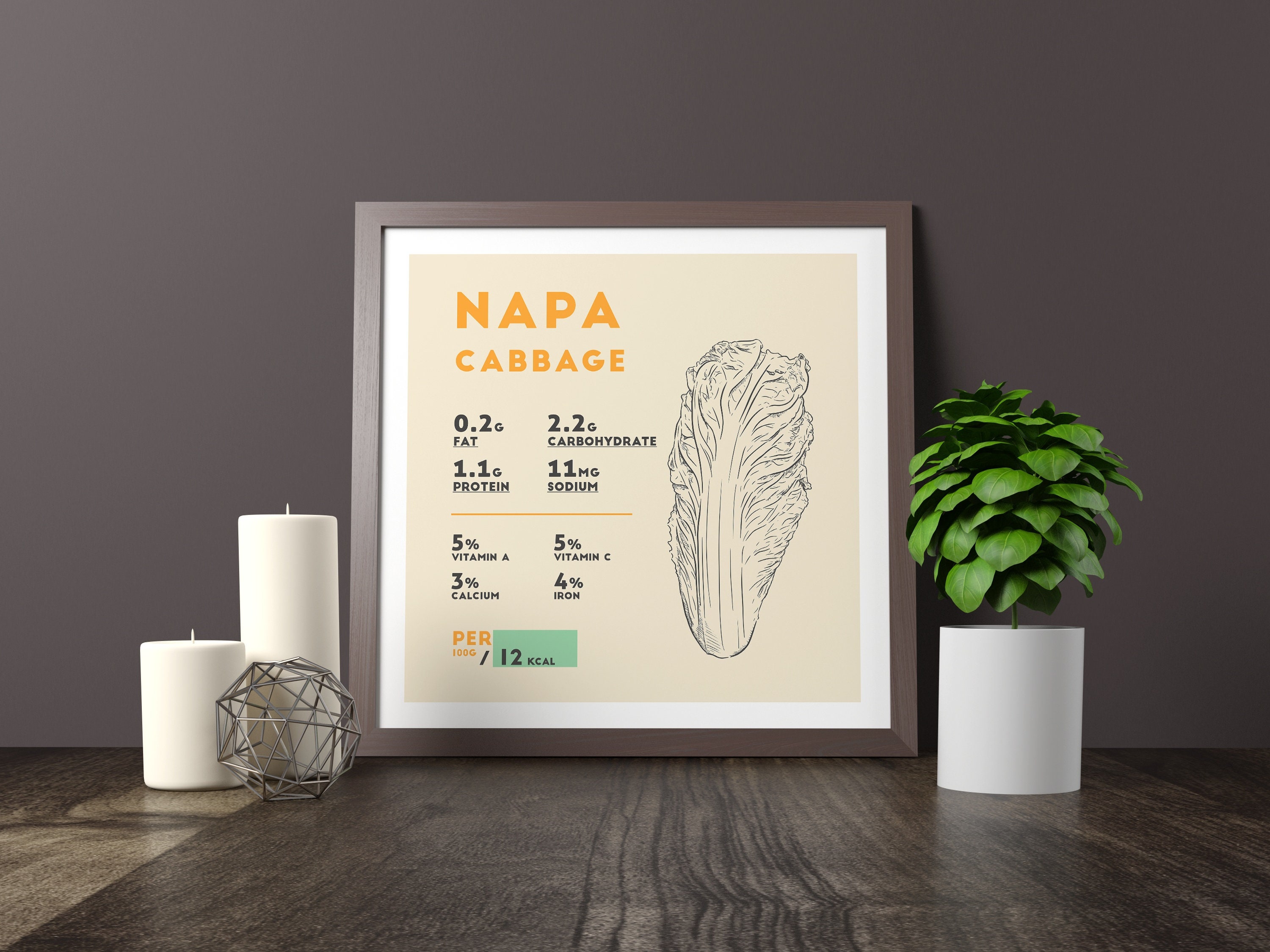 Napa Cabbage Nutrition Facts Poster Print Multiple Sizes Etsy