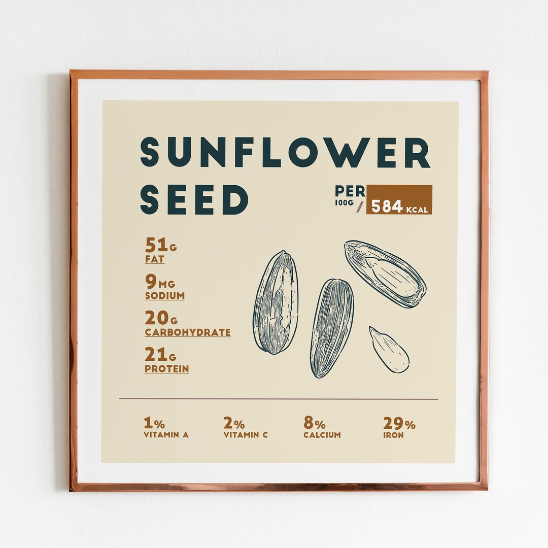 Sunflower Seed Nutrition Facts Poster Print Multiple Sizes Etsy
