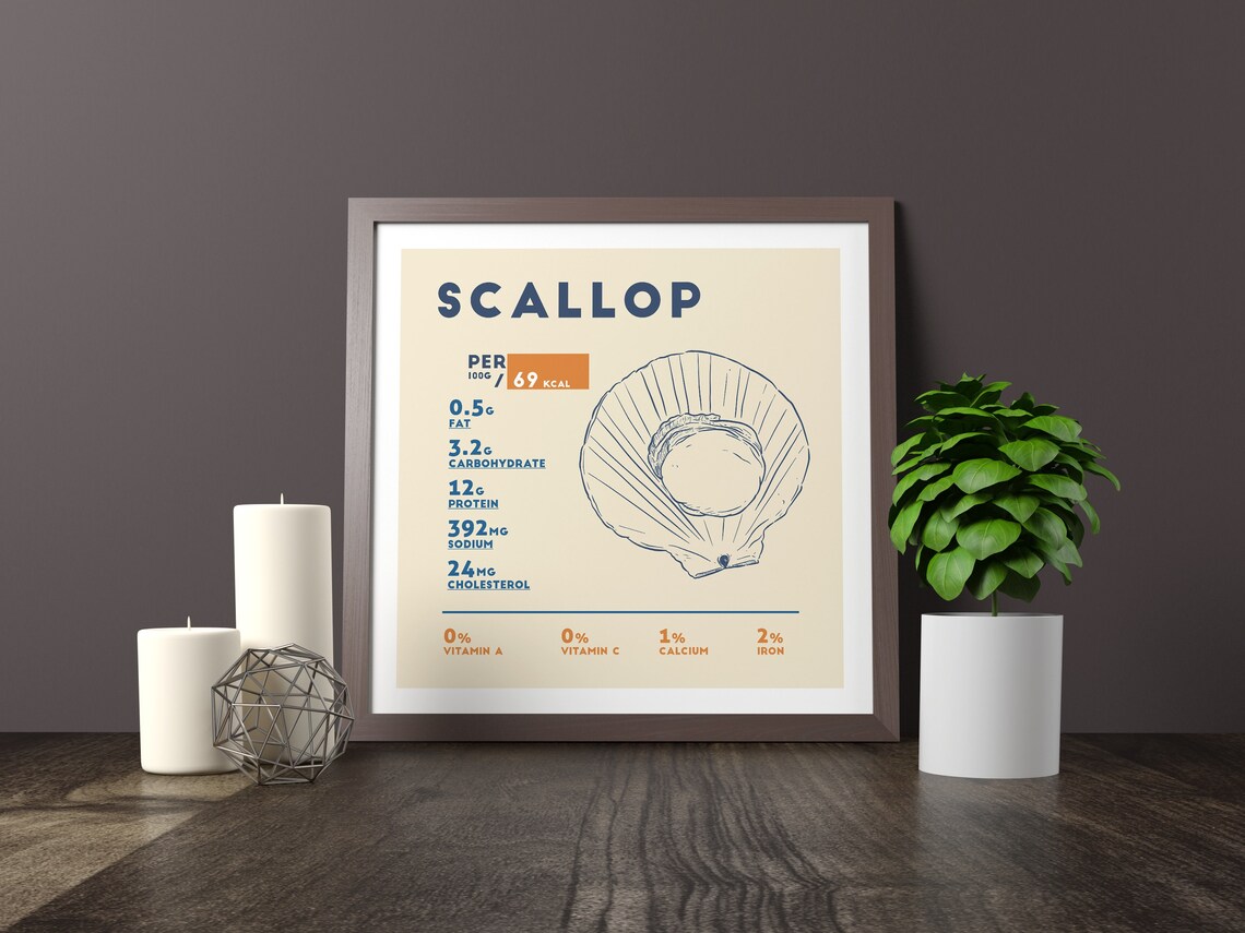 Scallop Nutrition Facts Poster Print Etsy