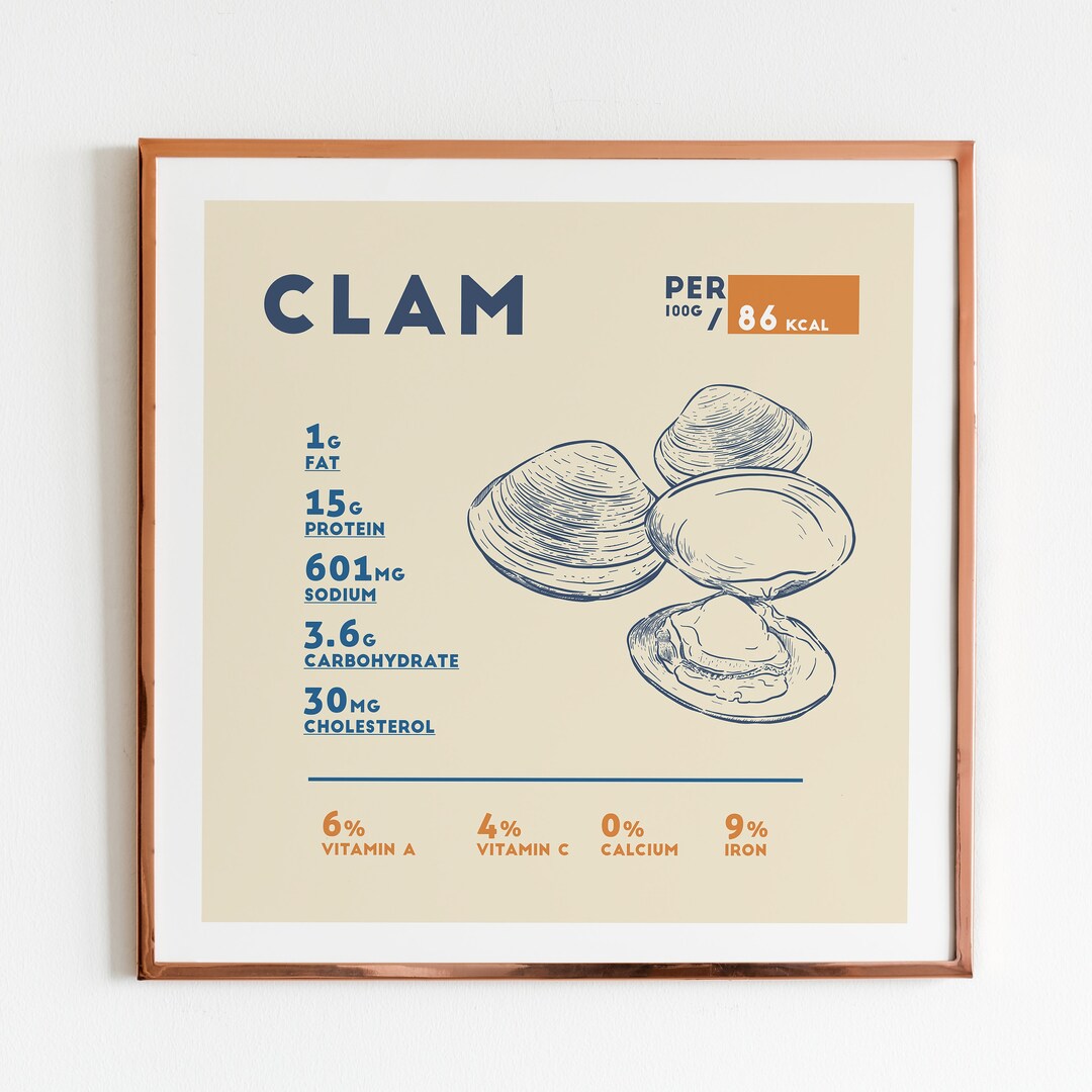 Clam Nutrition Facts Poster Print Multiple Sizes 10x10 to Etsy