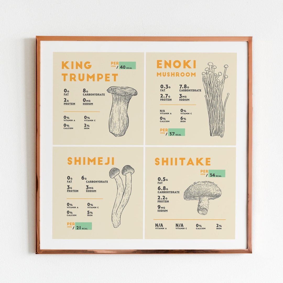 King Trumpet Enoki Shimeji Shiitake Mushrooms Nutrition Facts Etsy