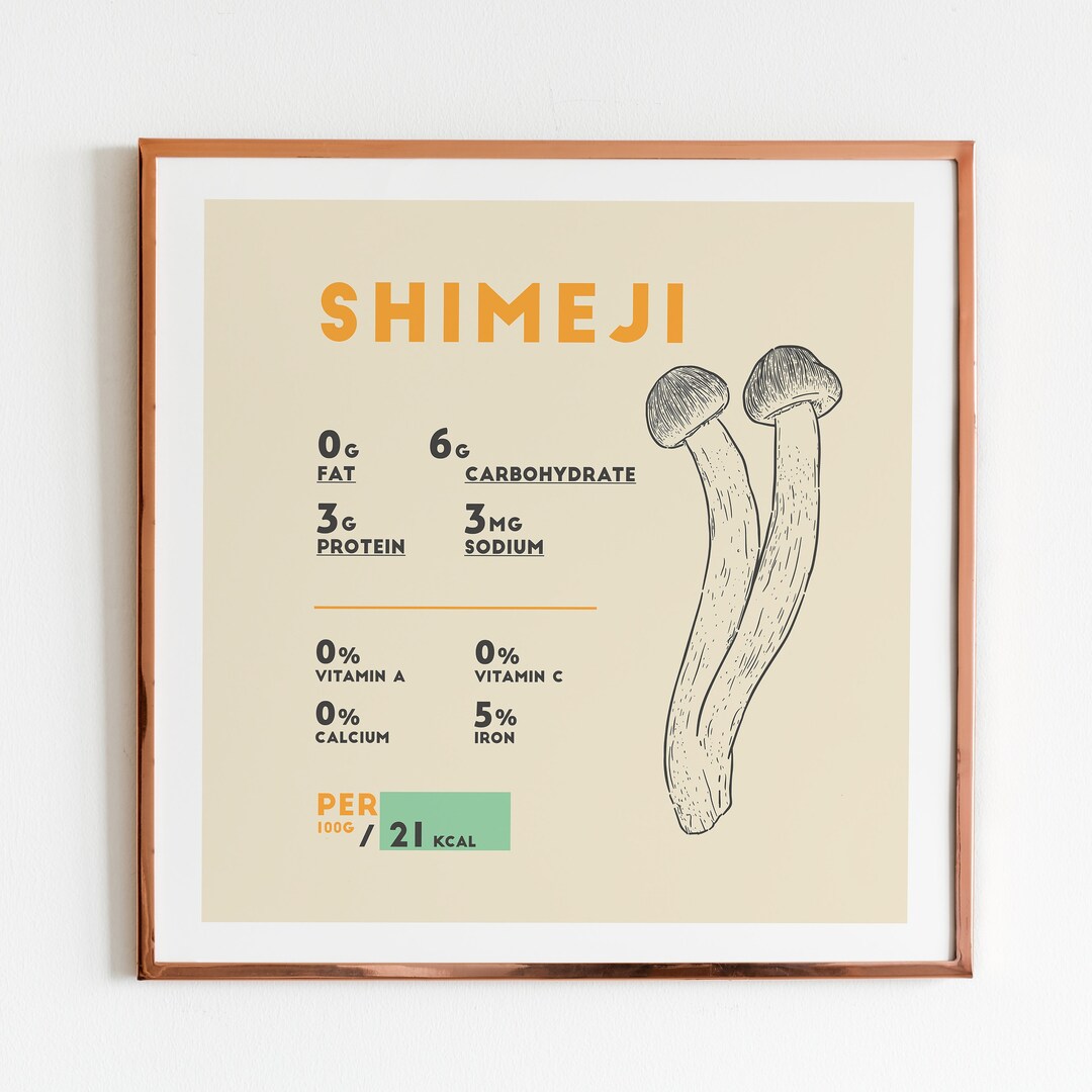Shimeji Mushroom Nutrition Facts Poster Print Multiple Sizes Etsy
