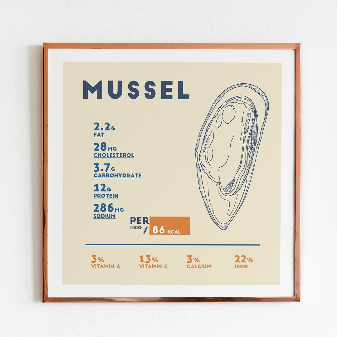 Mussel Nutrition Facts Poster Print Multiple Sizes 10x10 Etsy