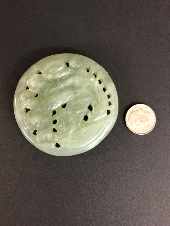 Antique Chinese hand carved jade medallion featuring … - Gem