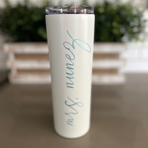 Skinny Tumbler, 20 oz, Insulated Tumbler, Personalized Skinny Tumbler, Bridesmaid Tumbler, Bachelorette Party, Skinny Tumbler with Straw