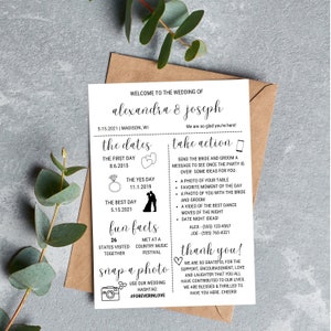 Fun Wedding Infographic - Digital Download, Instant, Editable - 5x7 Wedding Reception Inforgraphic, Wedding Infographic