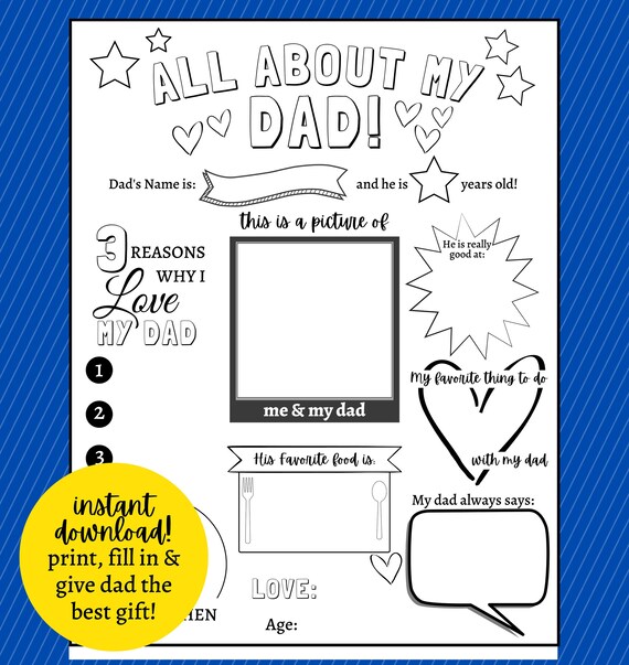 All About My Dad Printable Interview Father's Day Gift | Etsy
