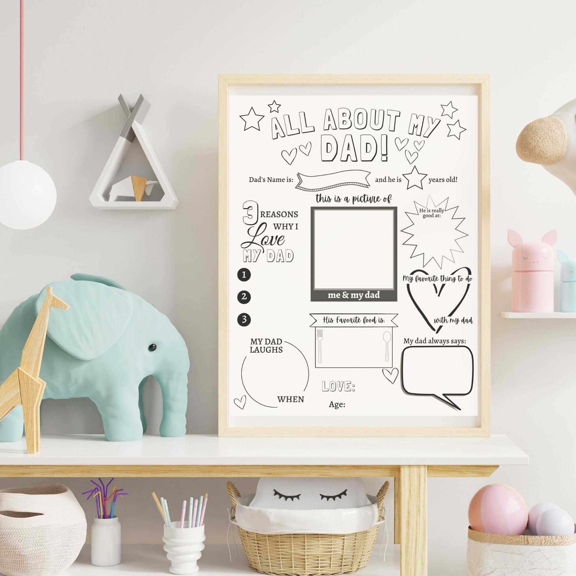 All About My Dad Printable Interview, Father's Day Gift From Kids ...