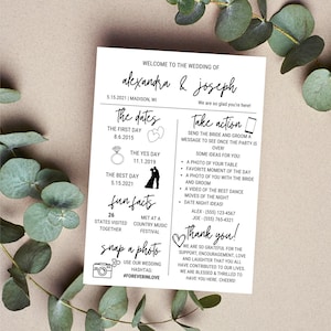 Fun Wedding Infographic - Digital Download, Instant, Editable - 5x7 Wedding Reception Inforgraphic, Wedding Infographic