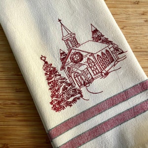 Theedoek met kerstkerkscène