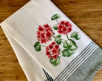 Geranium Sketch Tea Towel