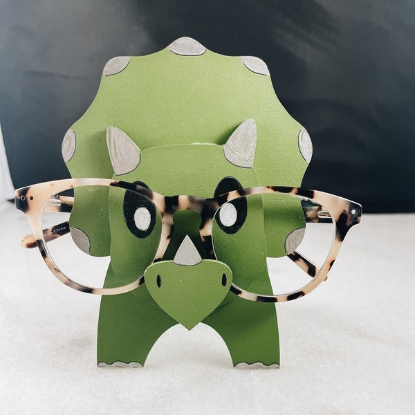 Triceratops Eyeglass Holder, Kids Project, Digital SVG EPS