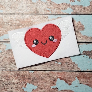 Valentine Heart with Wings Embroidery Design - Instant Download