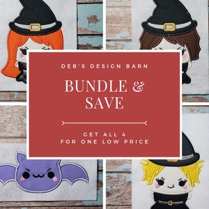 Cute Halloween Applique Embroidery Designs Set 2- Instant Download