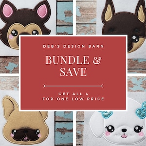 Hund Applikation Stickerei Design Set 2 - SET von 4 Designs - Instant Download