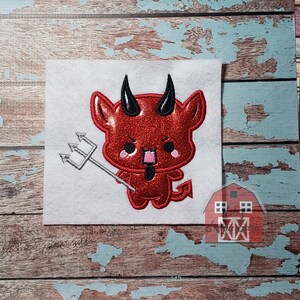 Cute Halloween Devil Applique Embroidery Design - Instant Download