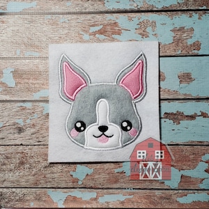 Boston Terrier Applique Embroidery Design - Instant Download