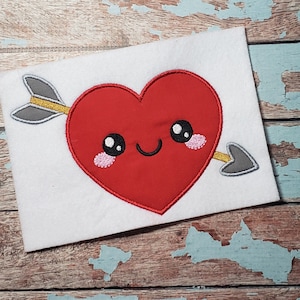 Valentine Heart with Arrow Embroidery Design - Instant Download
