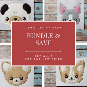 Hund Applikation Stickerei Design Set 1 - SET von 4 Designs - Instant Download