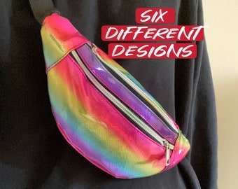 Neon Rainbow Fanny Pack, Rainbow Rave Bag, Gift for Her, Gift for Him, Men's Women's Kids Fanny Pack