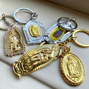 Jungfrau Maria Gold Schlüsselbund, Unsere Dame von Guadalupe Silber Schlüsselbund, Virgen De Guadalupe Schlüsselbund, Religiöses Geschenk