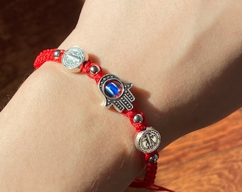 Hamsa Hand Evil Eye Red String Bracelet Handmade Wristband, Malfortune Repellent , Gift for Her, Gift for Him, Men’s Women’s Bracelet